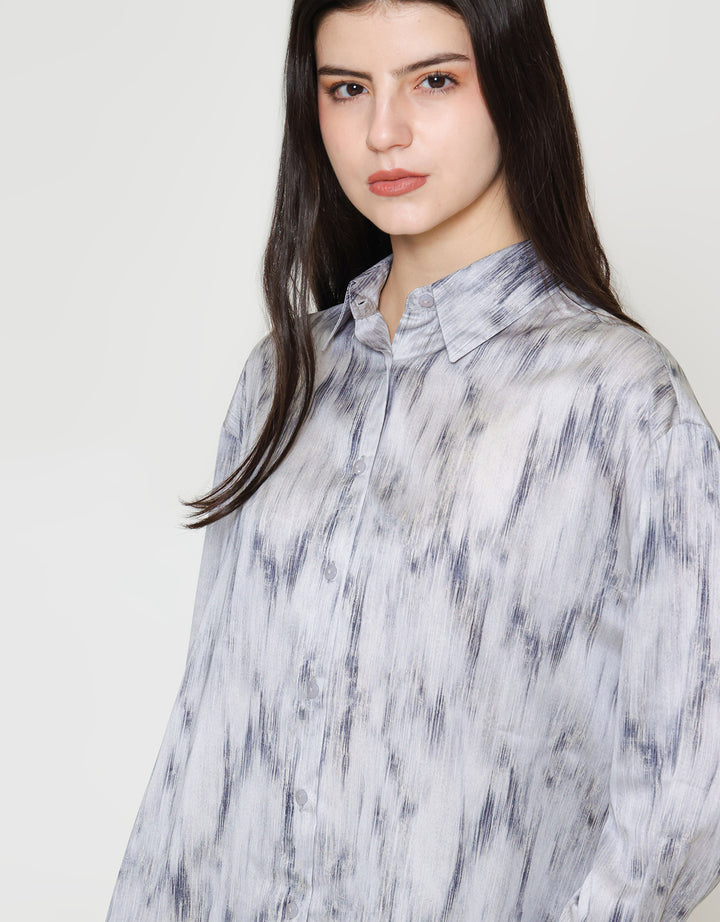 ZES Abstract Print Kemeja Wanita MELWT007