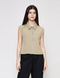 ZES Sleeveless With Zipper Kemeja Wanita MPRWT006