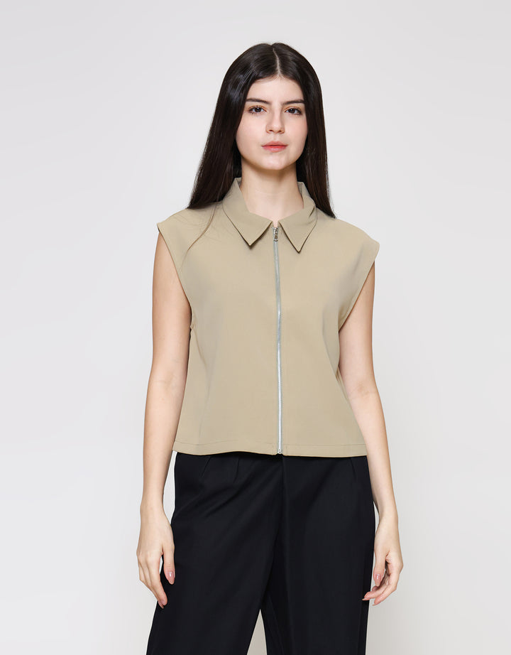 ZES Sleeveless With Zipper Kemeja Wanita MPRWT006