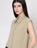 ZES Sleeveless With Zipper Kemeja Wanita MPRWT006
