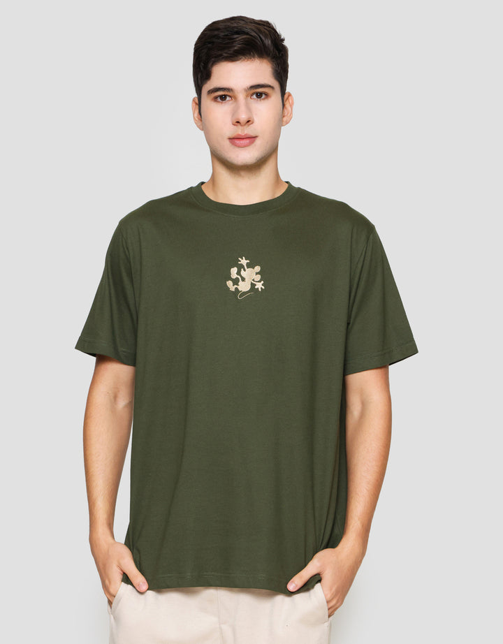 Disney Mickey Bordir & Back Kaos Lengan Pendek Pria