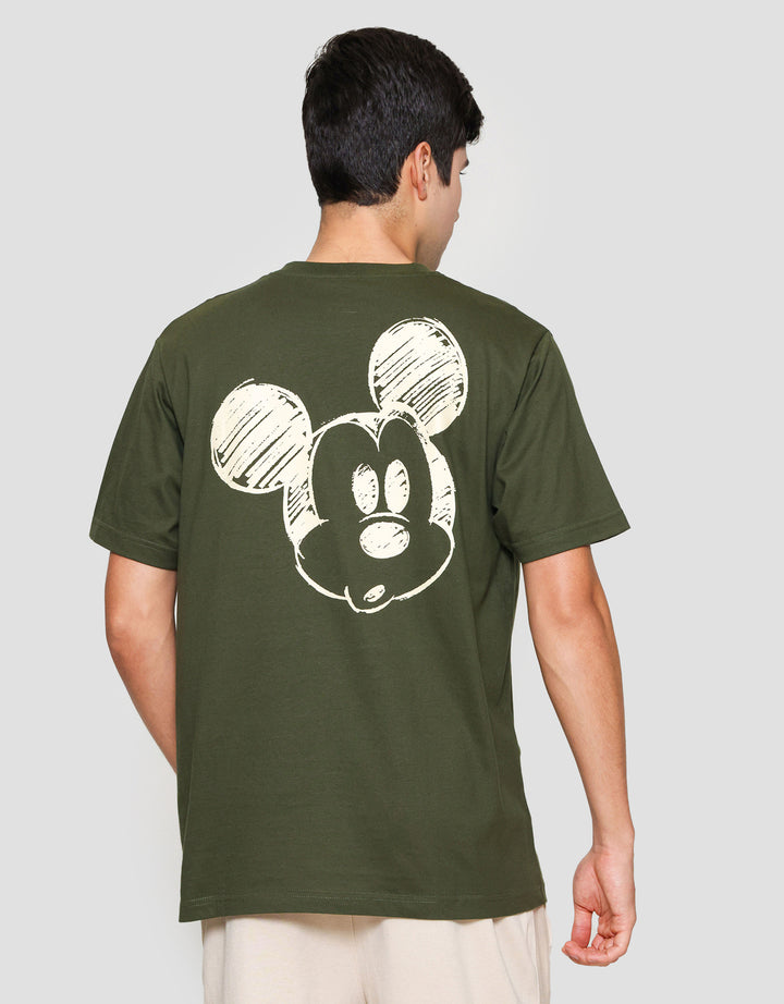 Disney Mickey Bordir & Back Kaos Lengan Pendek Pria