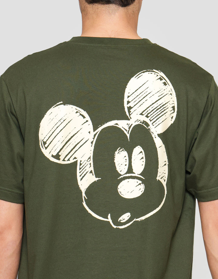 Disney Mickey Bordir & Back Kaos Lengan Pendek Pria