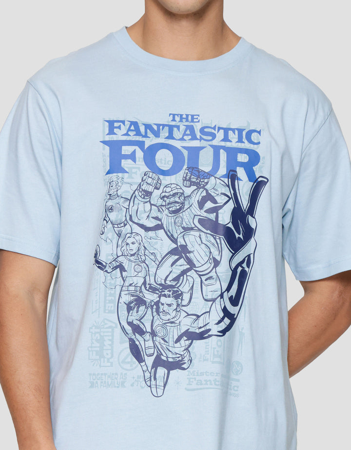 Marvel Print Fantastic Four F4 Kaos Pria