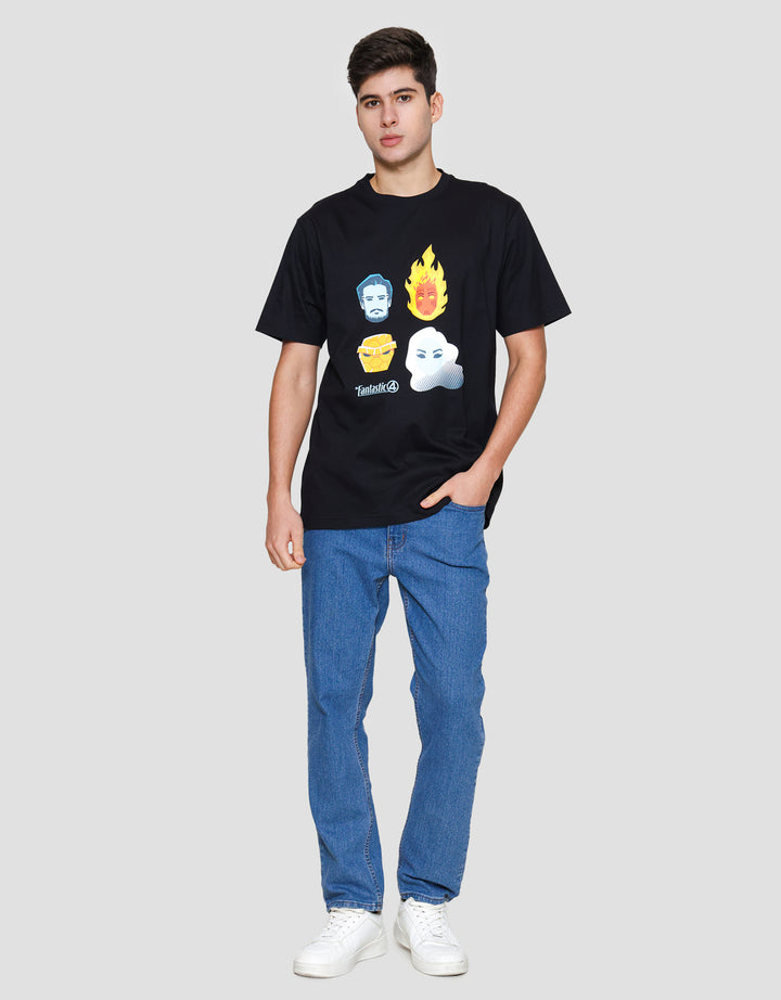 Marvel Fantastic Four Face Print Kaos Pria