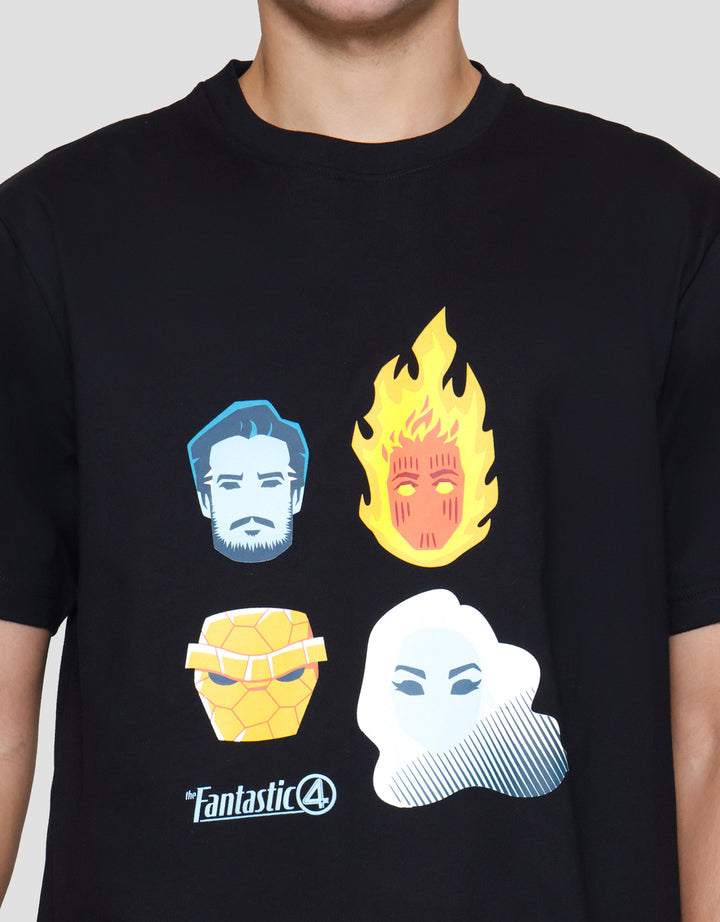Marvel Fantastic Four Face Print Kaos Pria