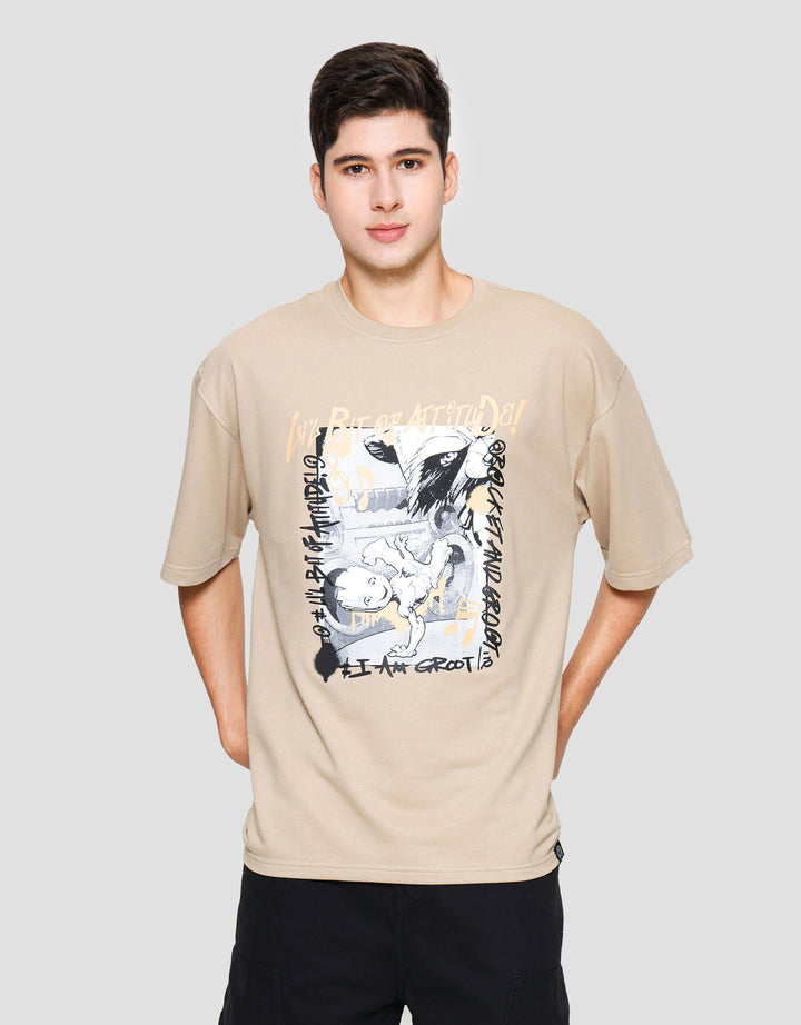 Marvel Rocket Raccoon Print Kaos Oversized Pria