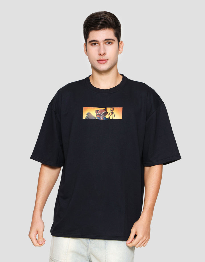 Marvel Rocket Raccoon Print Kaos Oversized Pria