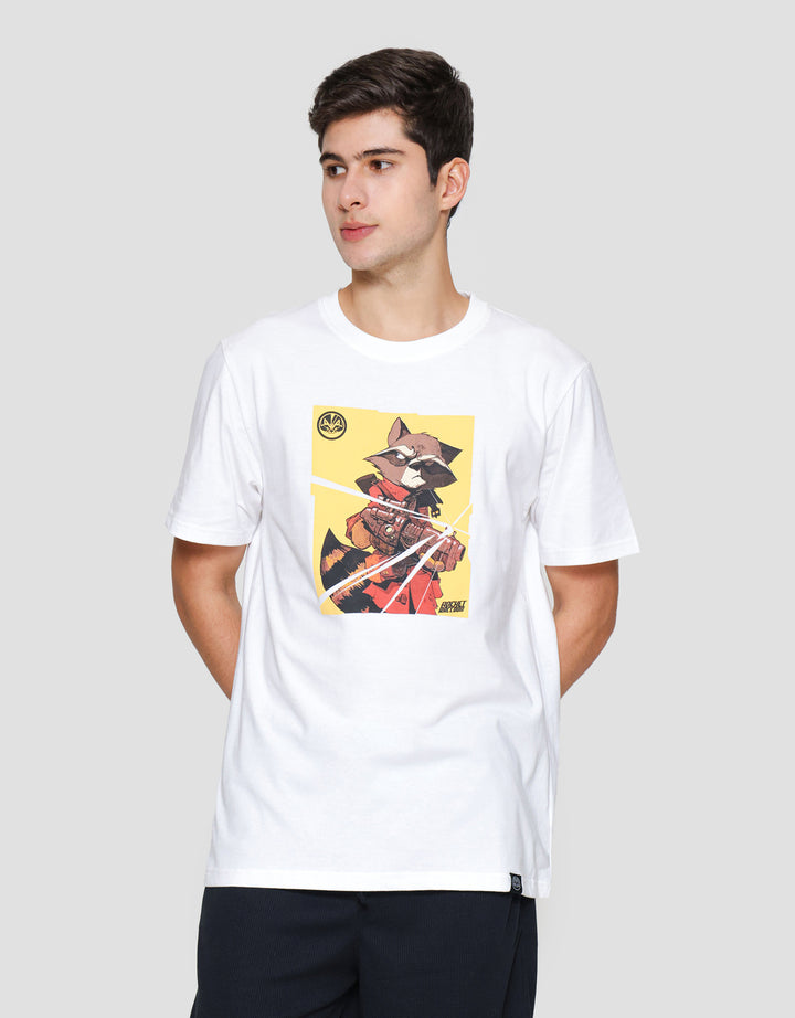 Marvel Rocket Raccoon Print Kaos Lengan Pendek Pria