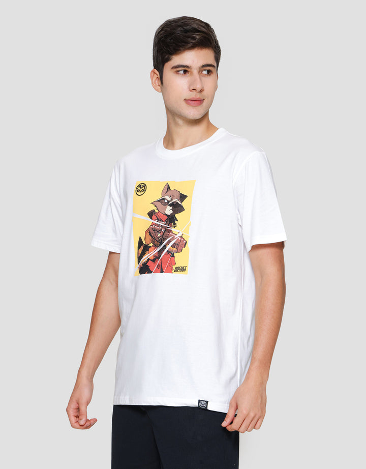 Marvel Rocket Raccoon Print Kaos Lengan Pendek Pria