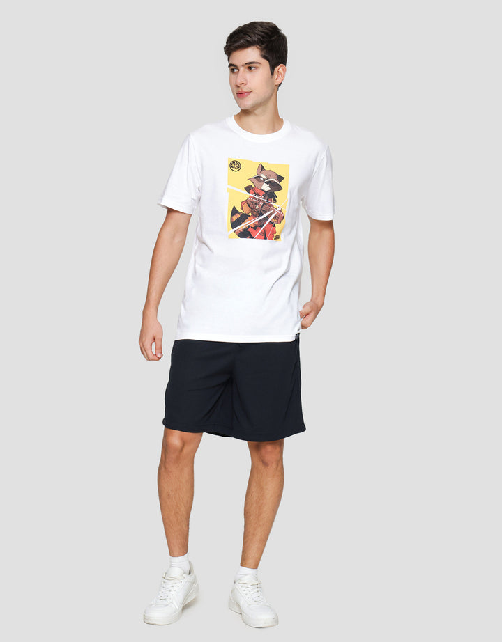 Marvel Rocket Raccoon Print Kaos Lengan Pendek Pria