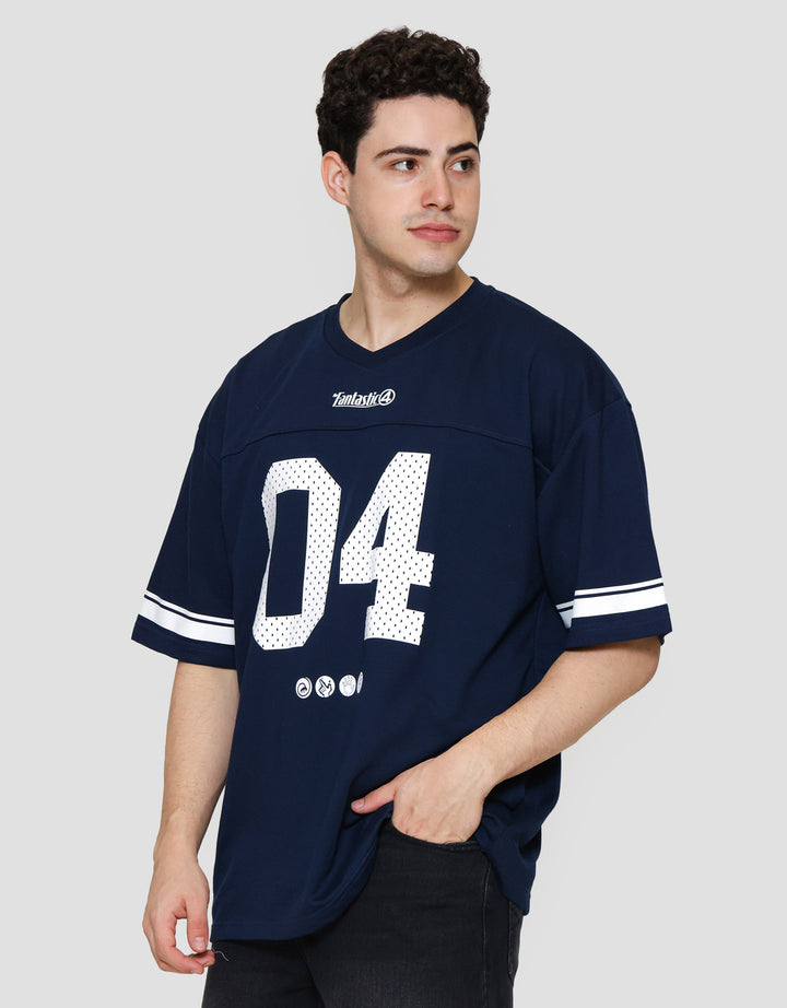 Marvel Fantastic Four F4 - Varsity Look Print Kaos Pria