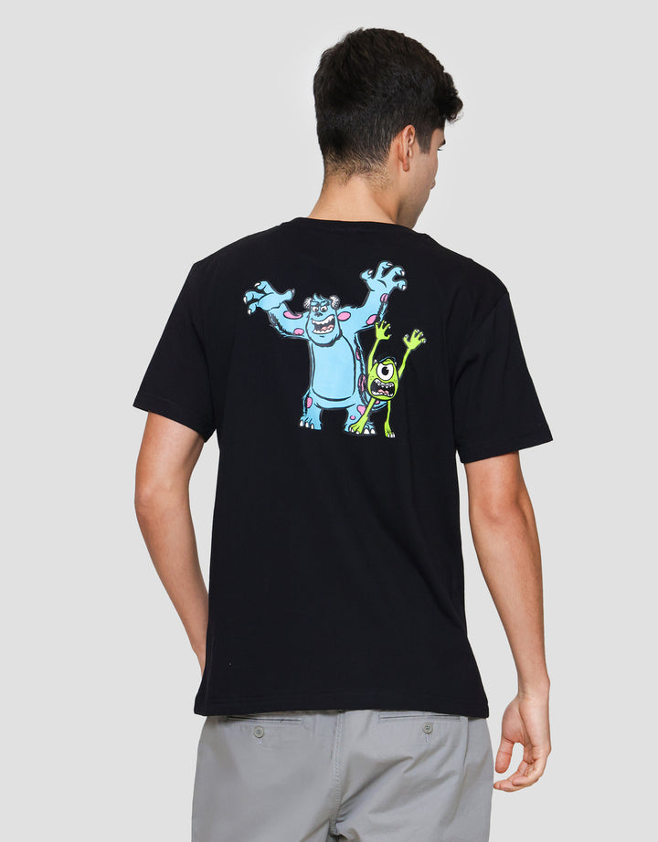 Disney Monster Scaring Print Kaos Lengan Pendek Pria