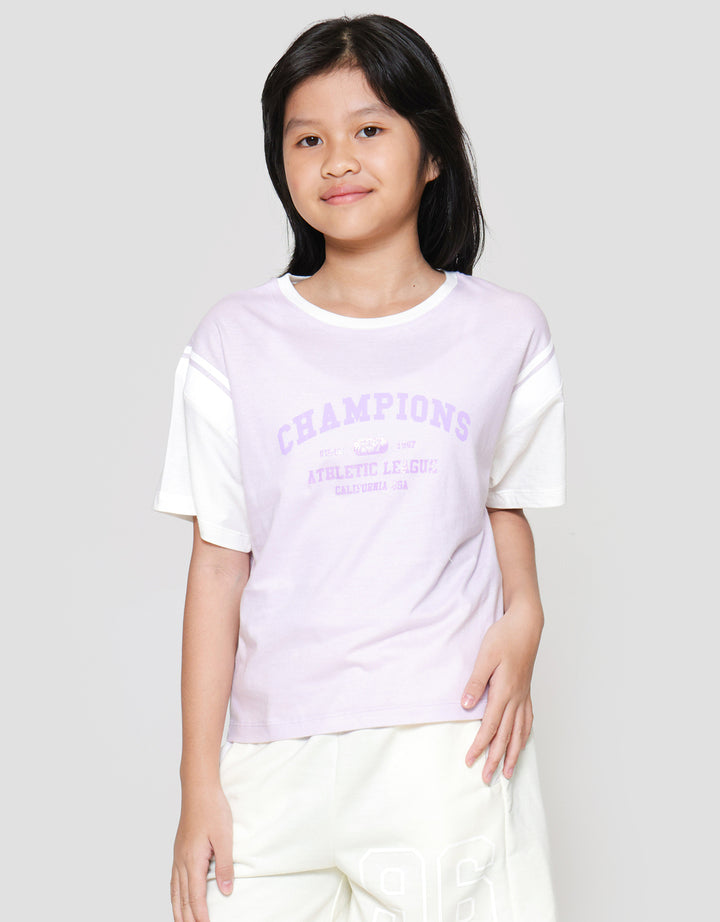 Nevada Boxy Varcity Look Like 2 Pc Champion Kaos Anak Perempuan