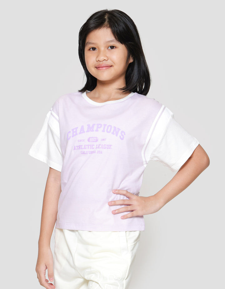 Nevada Boxy Varcity Look Like 2 Pc Champion Kaos Anak Perempuan