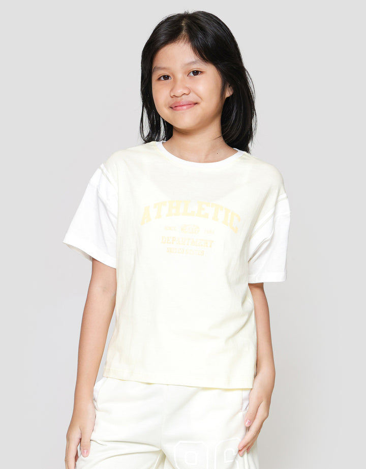 Nevada Boxy Varcity Look Like 2 Pc Athletic Kaos Anak Perempuan