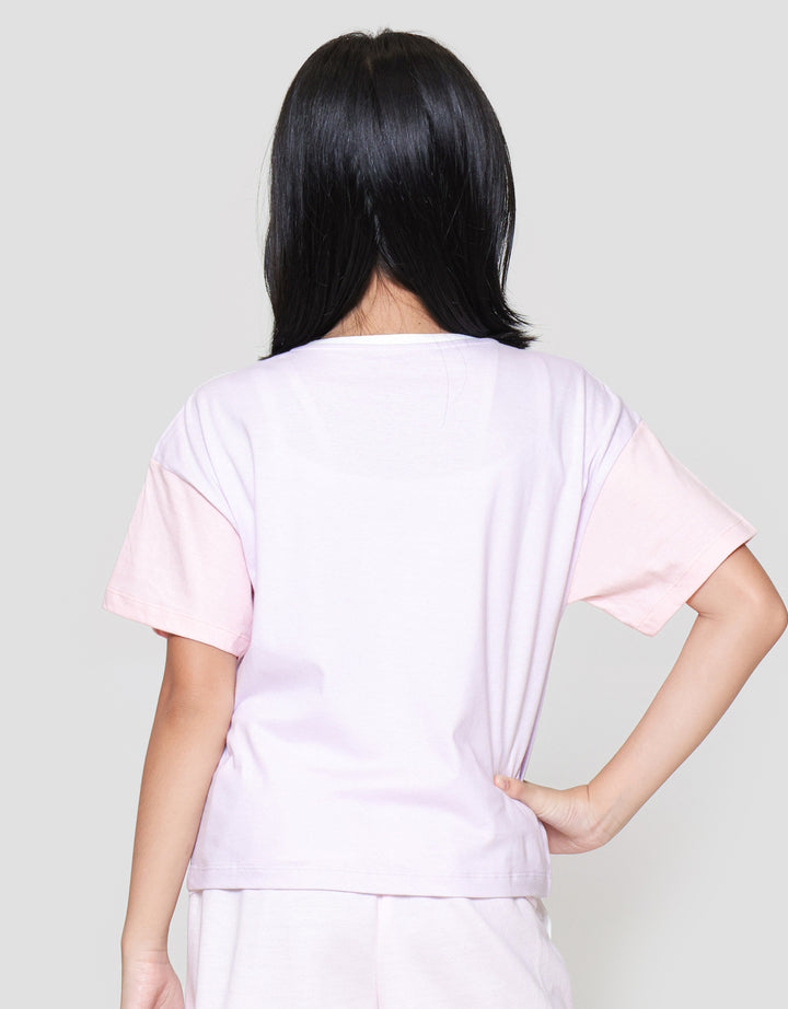 Nevada Boxy Varcity Print Bear Kaos Anak Perempuan