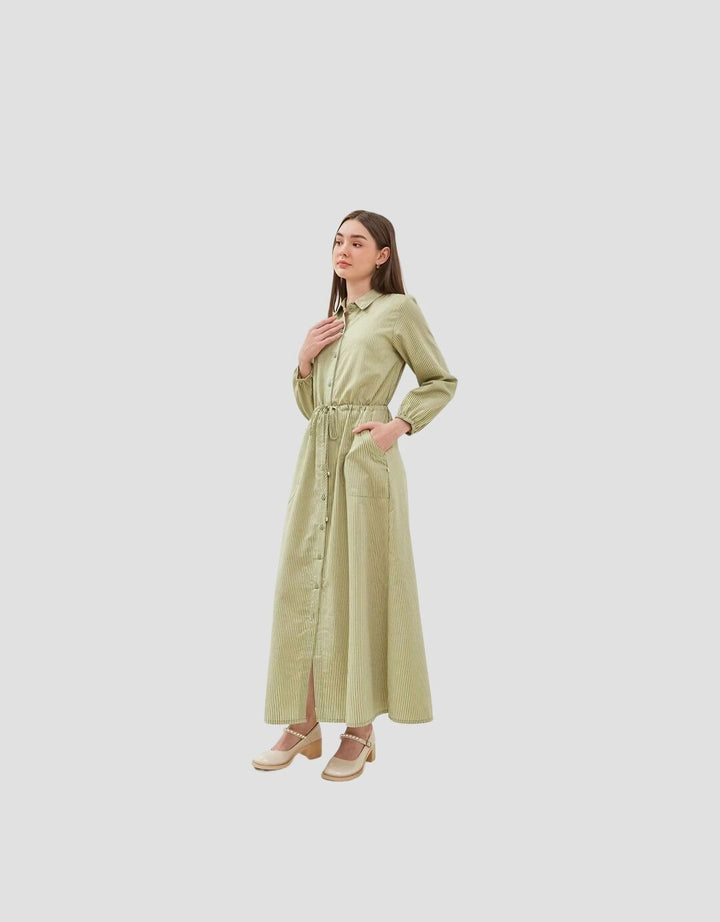 Graphis Button Down Garis Vertikal Wanita