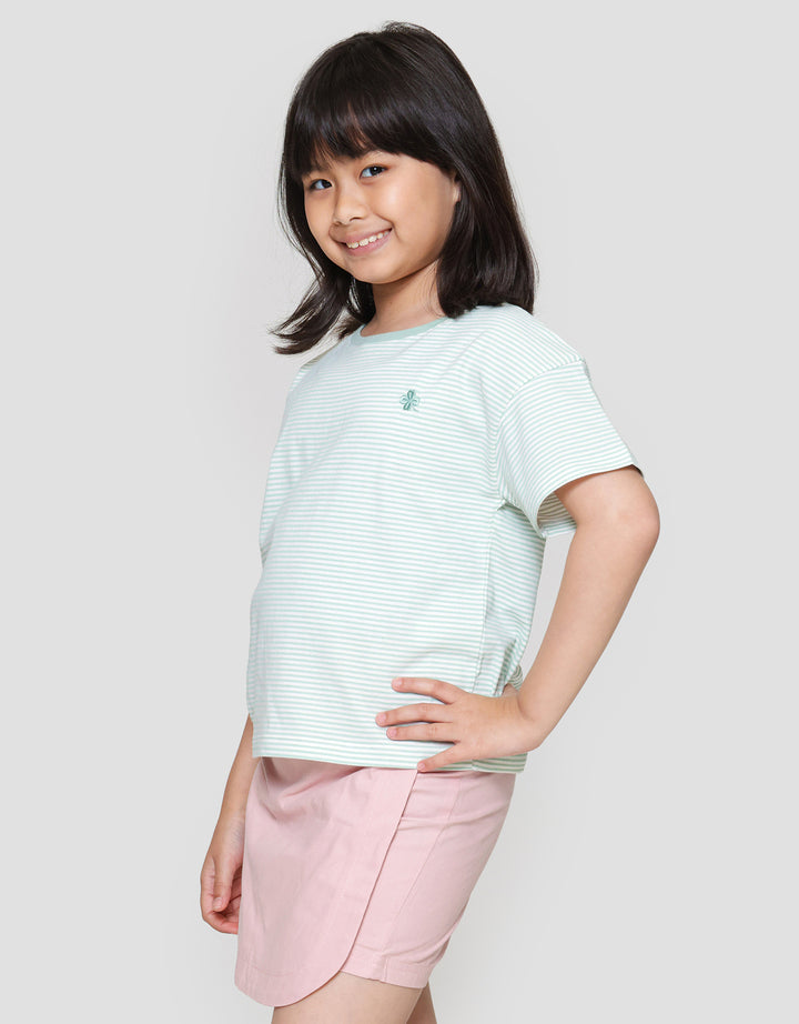 Nevada Stripe Bordir Kaos Anak Perempuan