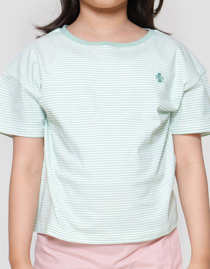 Nevada Stripe Bordir Kaos Anak Perempuan