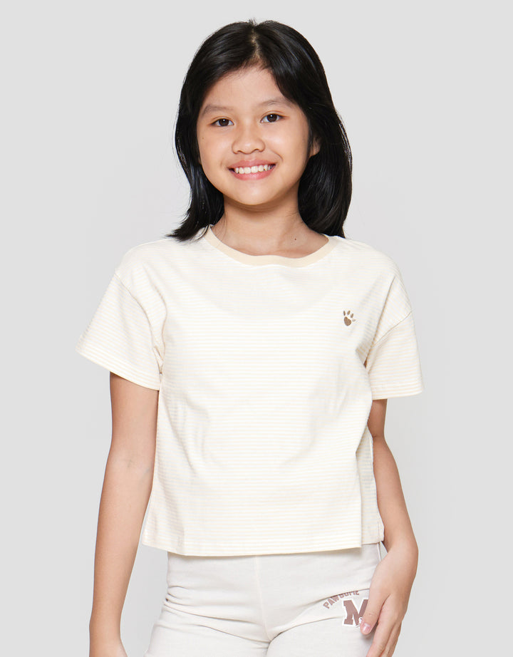 Nevada Ki Stripe Bordir Kaos Anak Perempuan