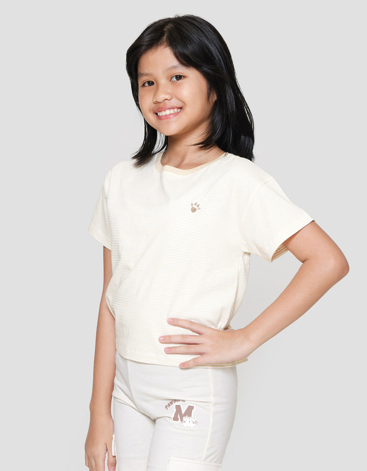 Nevada Ki Stripe Bordir Kaos Anak Perempuan