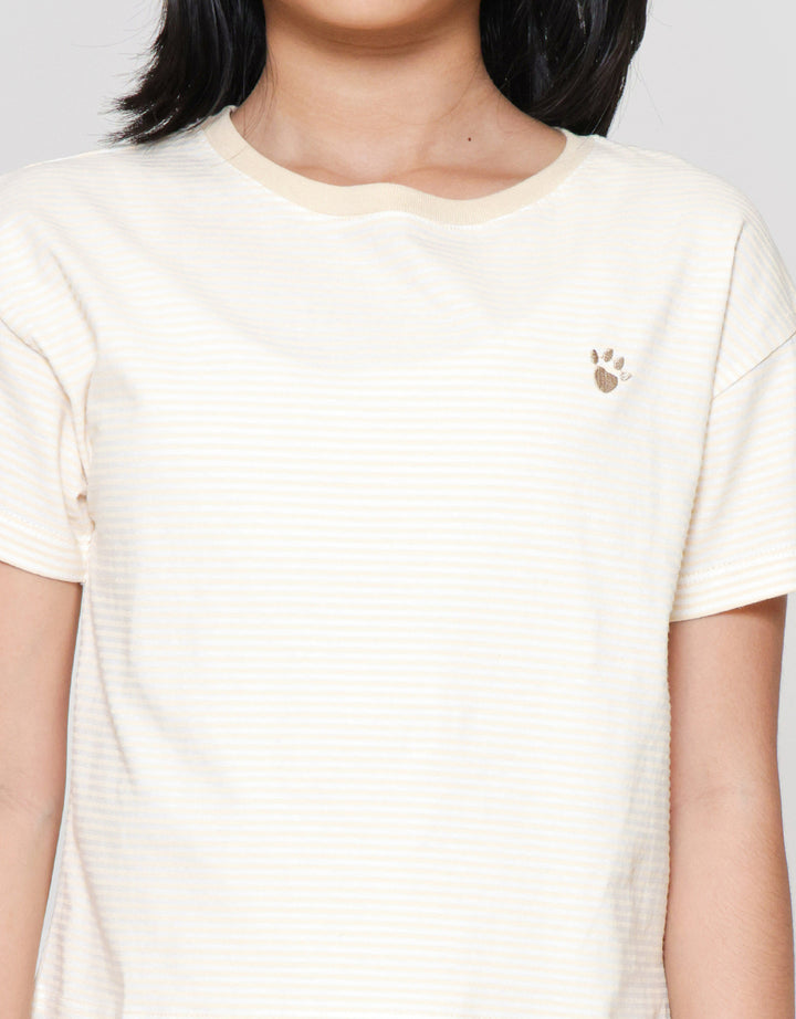 Nevada Ki Stripe Bordir Kaos Anak Perempuan