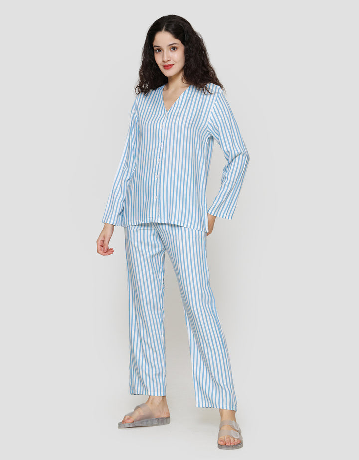 Nevada Print Stripe Setelan Piyama Wanita