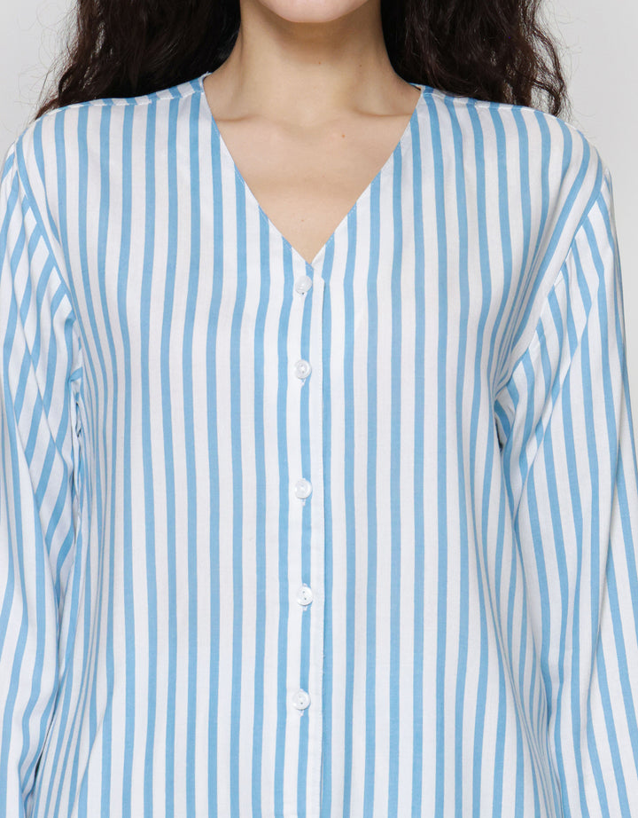 Nevada Print Stripe Setelan Piyama Wanita