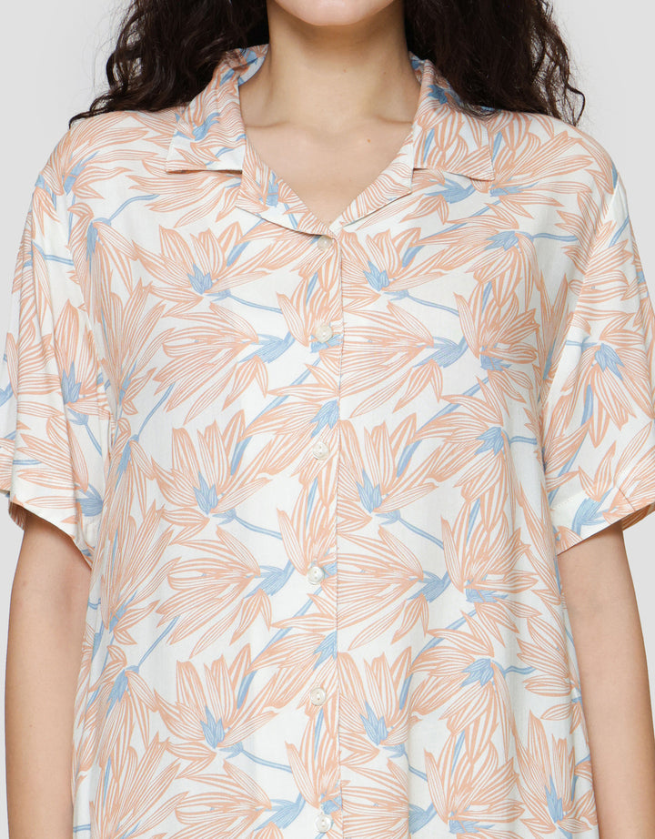 St. Yves Flower Orange Dress Tidur Wanita