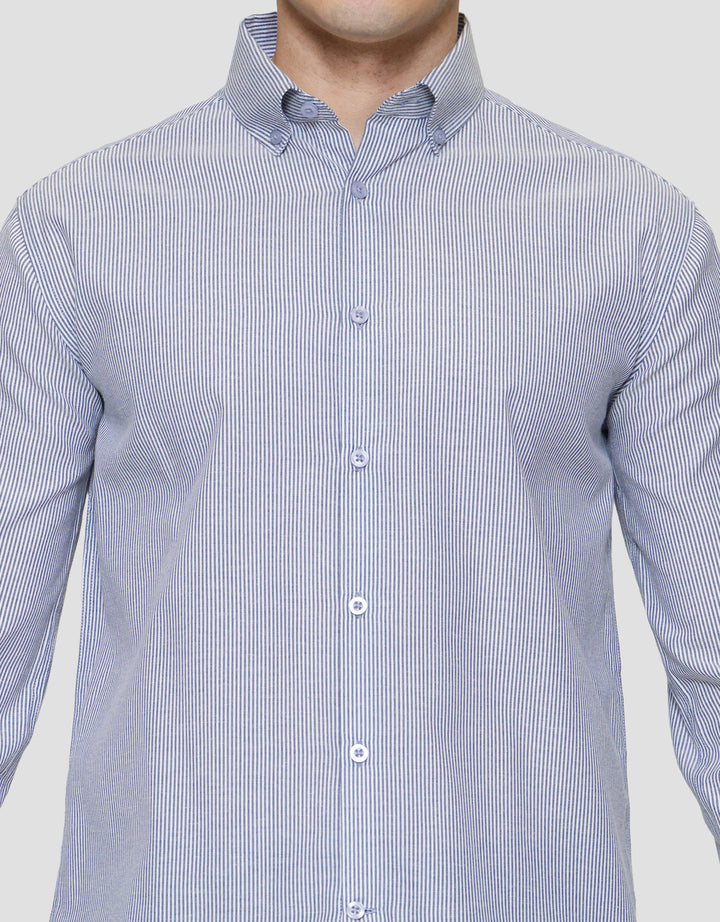 Cole Slim Fit Stripe Kemeja Lengan Panjang Pria 122401384