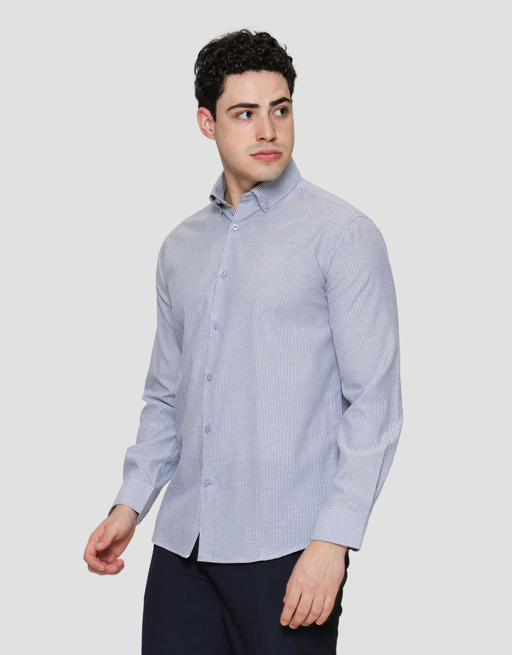 Cole Slim Fit Stripe Kemeja Lengan Panjang Pria 122401384