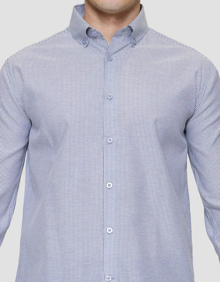 Cole Slim Fit Stripe Kemeja Lengan Panjang Pria 122401384