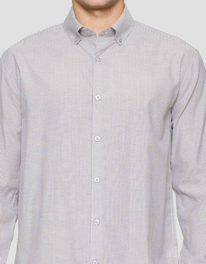 Cole Slim Fit Stripe Kemeja Lengan Panjang Pria 122401384