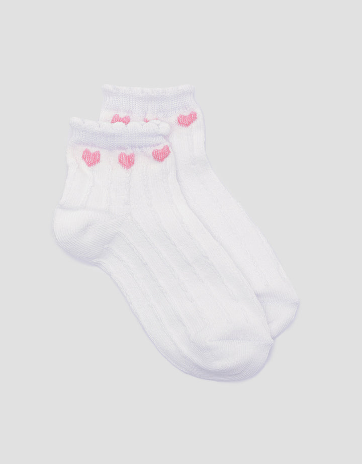 Little M Ankle Textured Love Kaos Kaki Anak Perempuan