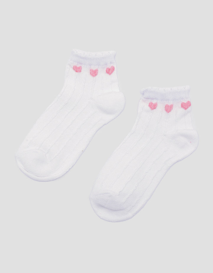 Little M Ankle Textured Love Kaos Kaki Anak Perempuan