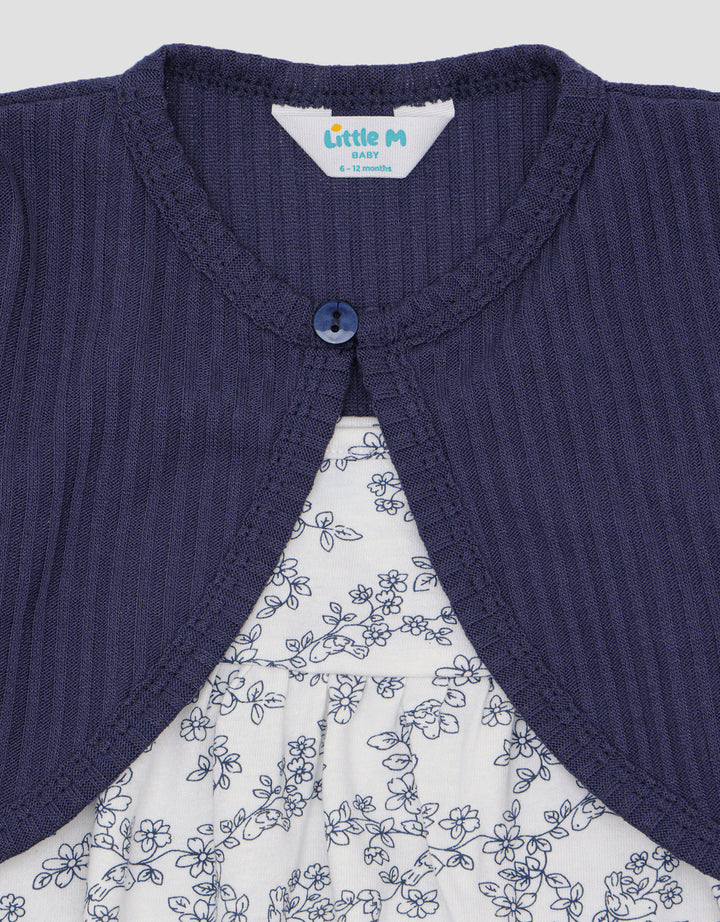 Little M Ss Midi Dress Cardigan With Fp Flower Dress Bayi Perempuan