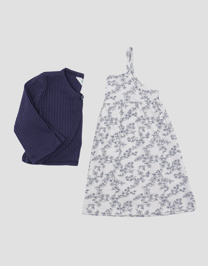 Little M Ss Midi Dress Cardigan With Fp Flower Dress Bayi Perempuan