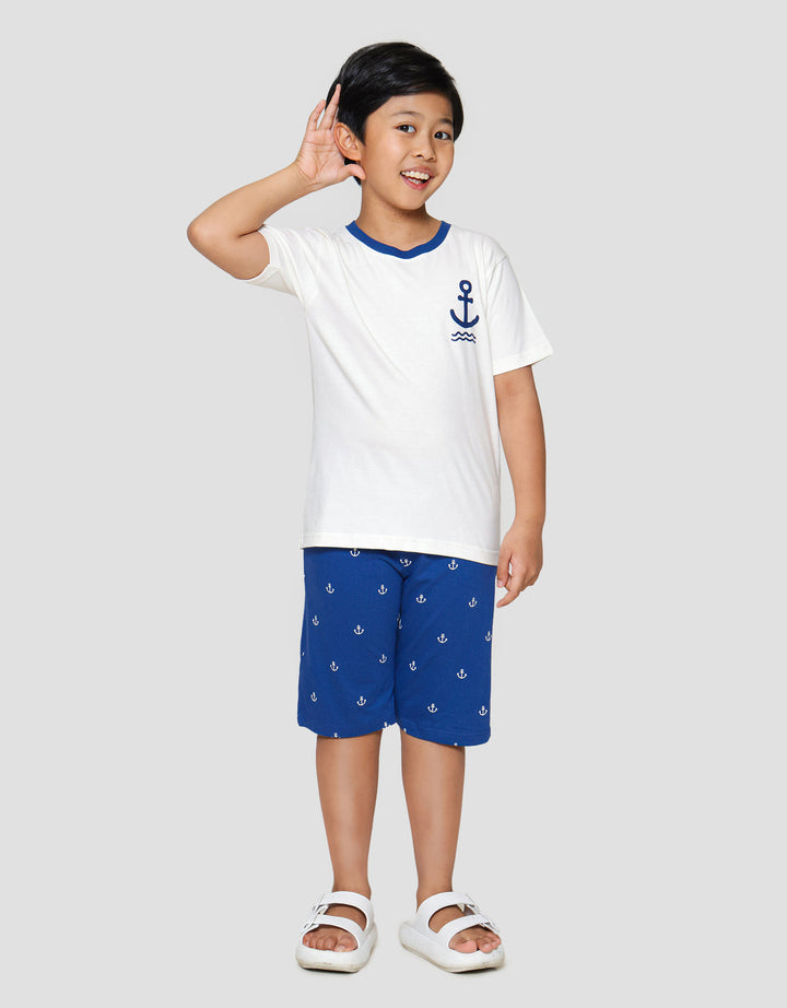 Little M Jangkar Print Pakaian Set Anak Laki-laki