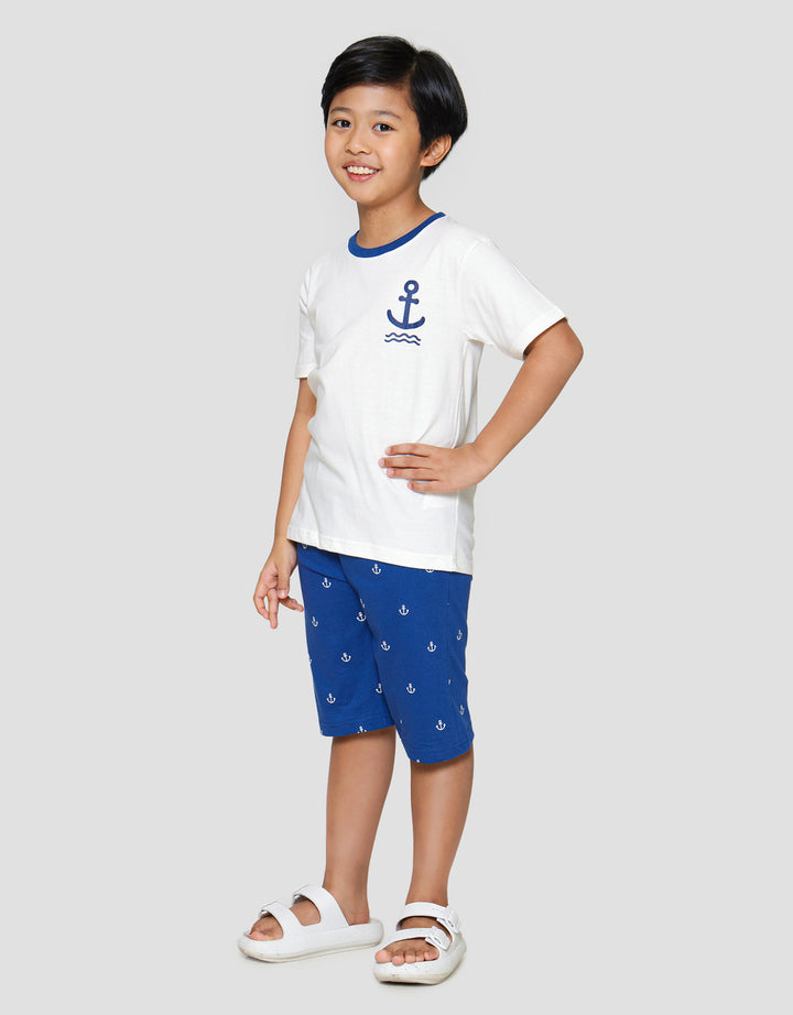 Little M Jangkar Print Pakaian Set Anak Laki-laki