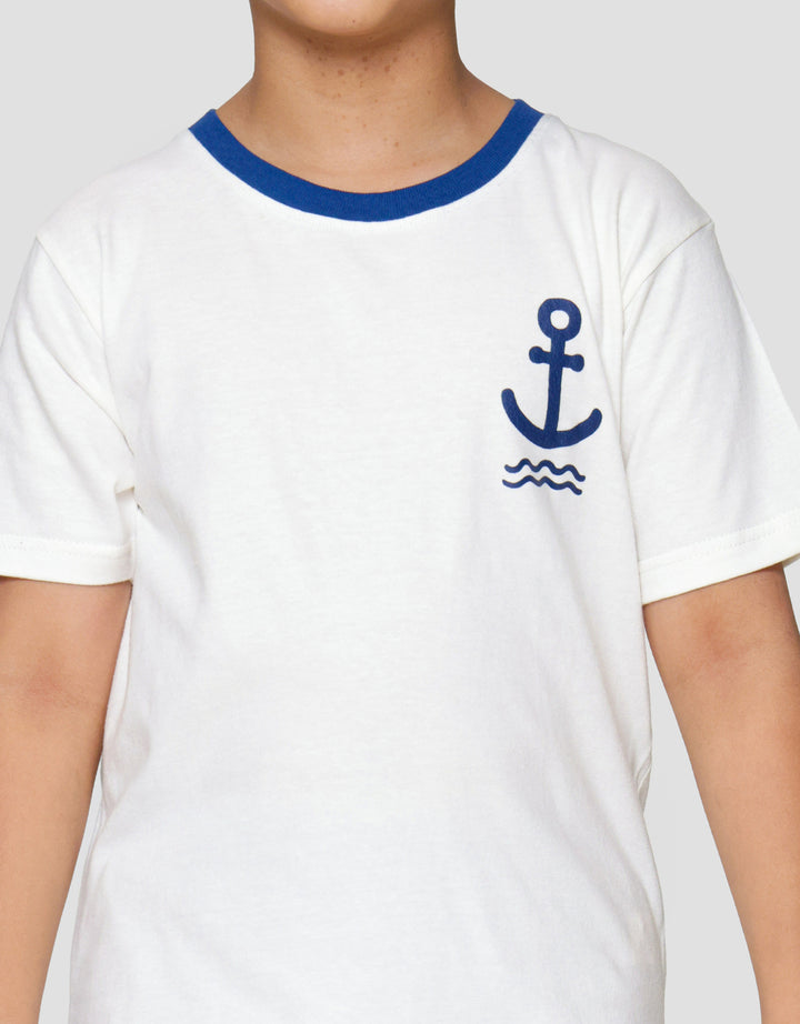 Little M Jangkar Print Pakaian Set Anak Laki-laki