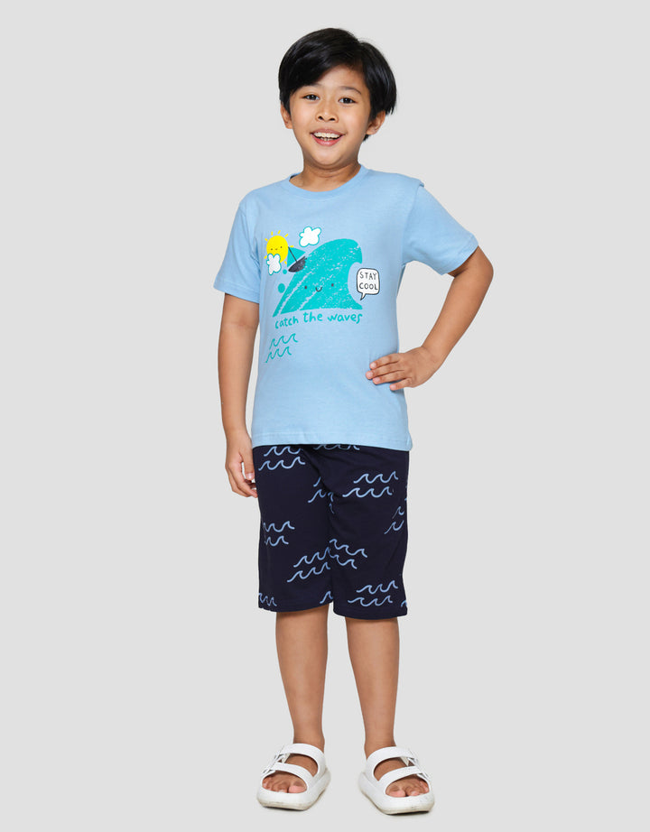Little M Wave Sun Print Pakaian Set Anak Laki-laki