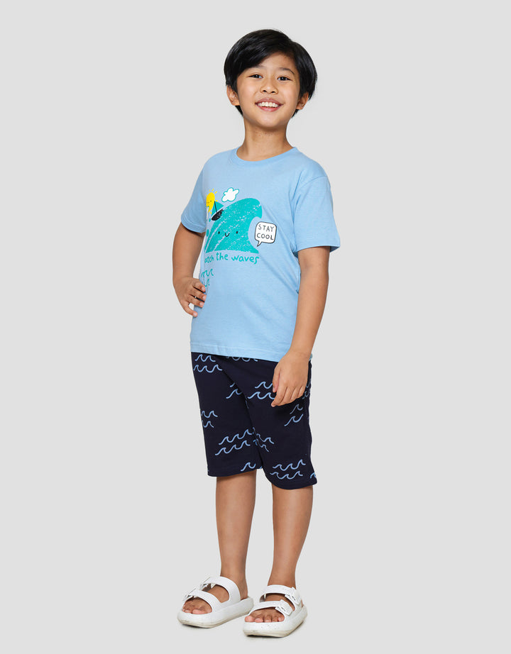 Little M Wave Sun Print Pakaian Set Anak Laki-laki