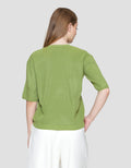 St. Yves Full Cotton Knitted V Neck Top Kaos Wanita