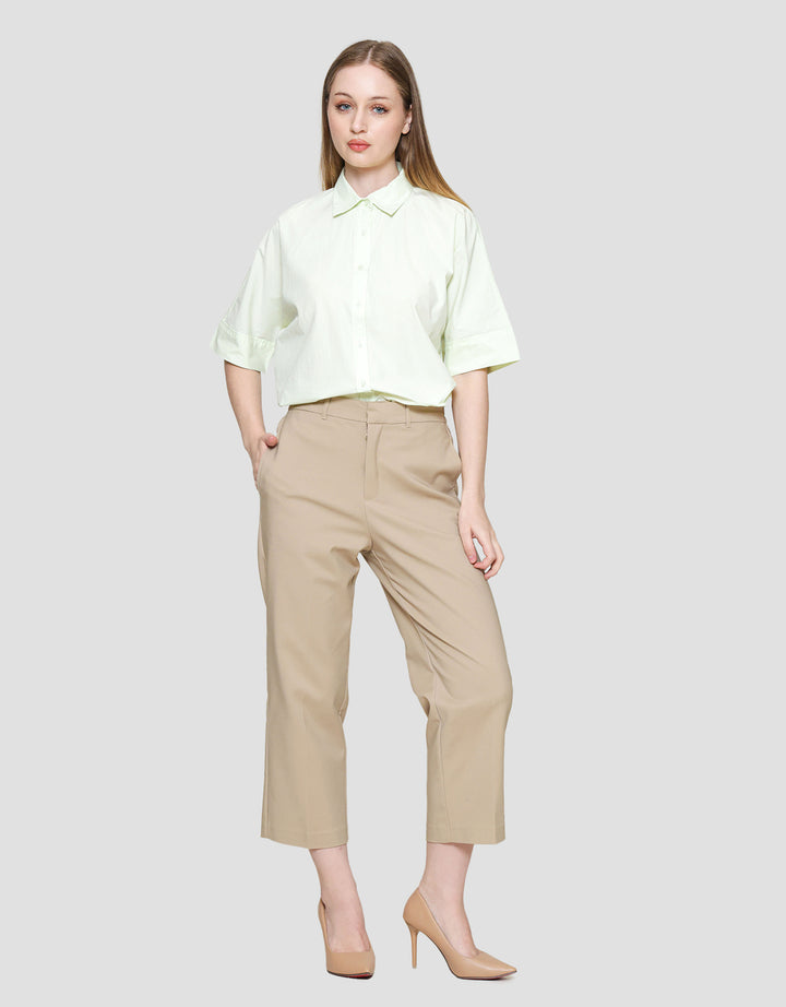 St. Yves Long Pants Wide Cropped Semi Coullote Woven Trouser
