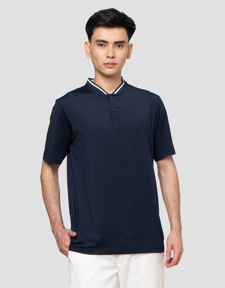 Suko Kerah Tegak Lengan Pendek Kaos Polo Pria