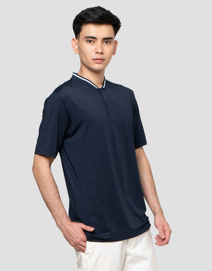 Suko Kerah Tegak Lengan Pendek Kaos Polo Pria