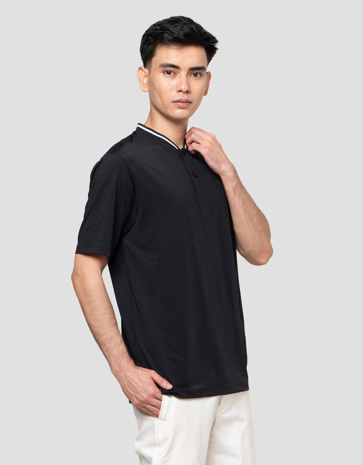 Suko Kerah Tegak Lengan Pendek Kaos Polo Pria