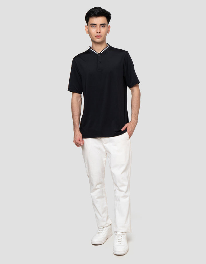 Suko Kerah Tegak Lengan Pendek Kaos Polo Pria