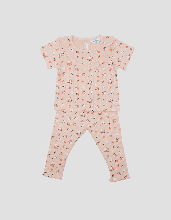 Little M Royal Print BungaPakaian Setelan Anak Bayi Perempuan